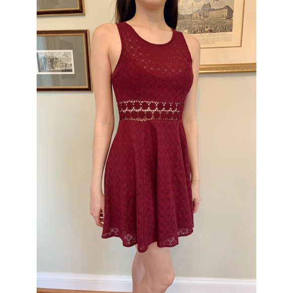 Free People Dresses & Skirts - Free People Crochet Burgundy Mini Dress